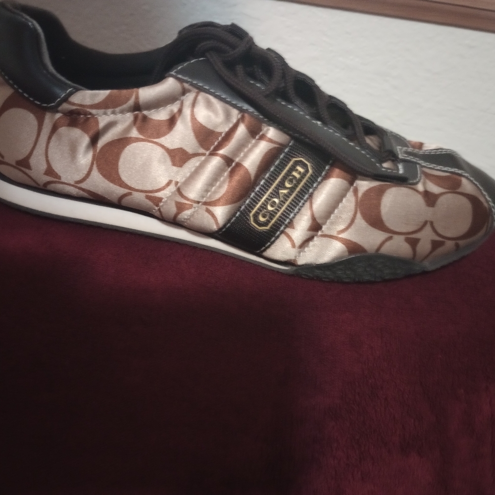 Never worn Coach Kirby Leather Satin Logo Printed Lace Up Joggers - Picture 3 of 4